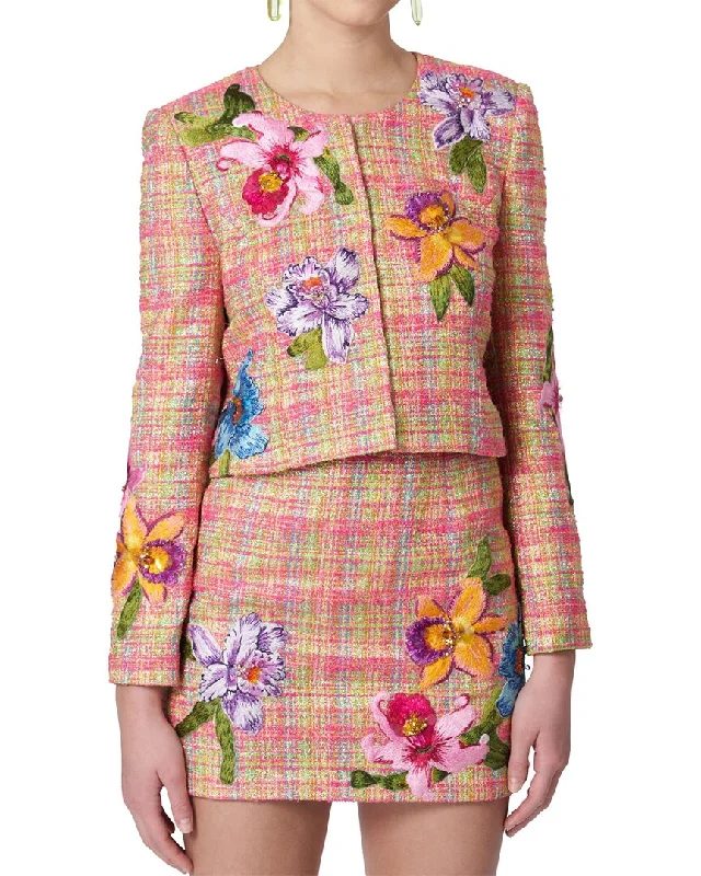 Carolina Herrera Embellished Collarless Cropped Jacket