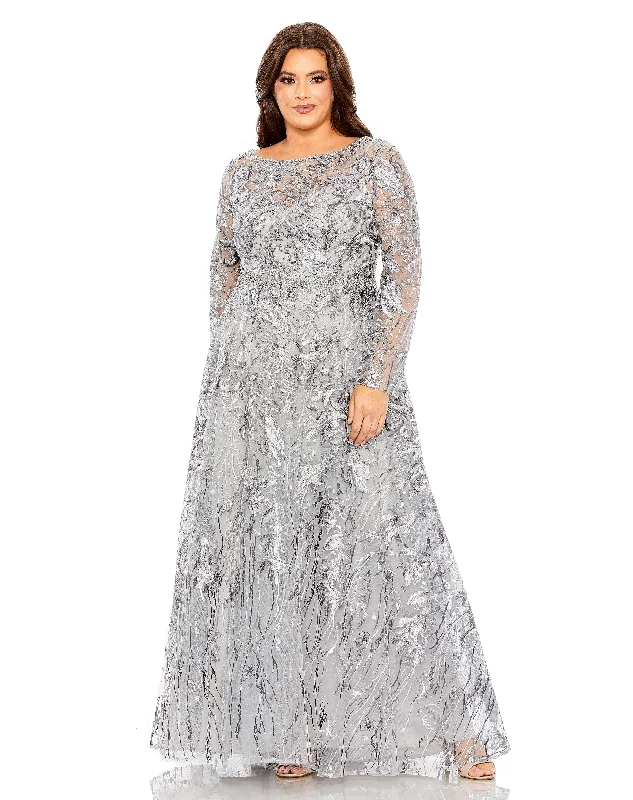 Mac Duggal 20468 Fabulouss Plus Size Long Sleeve Dress