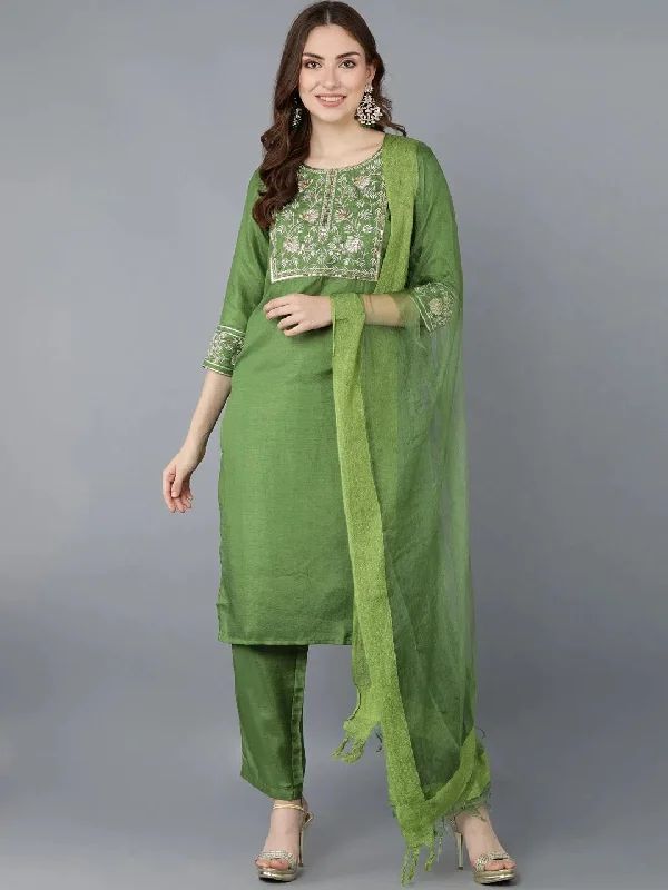 Ahika Poly Silk Embroidered Kurta Trousers With-PKSKD1199A_XS