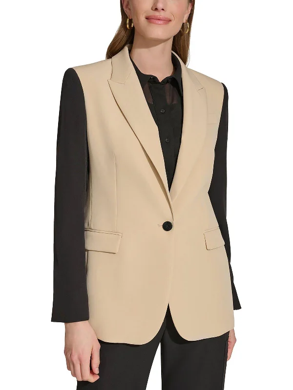 Womens Colorblock Suit Separate One-Button Blazer