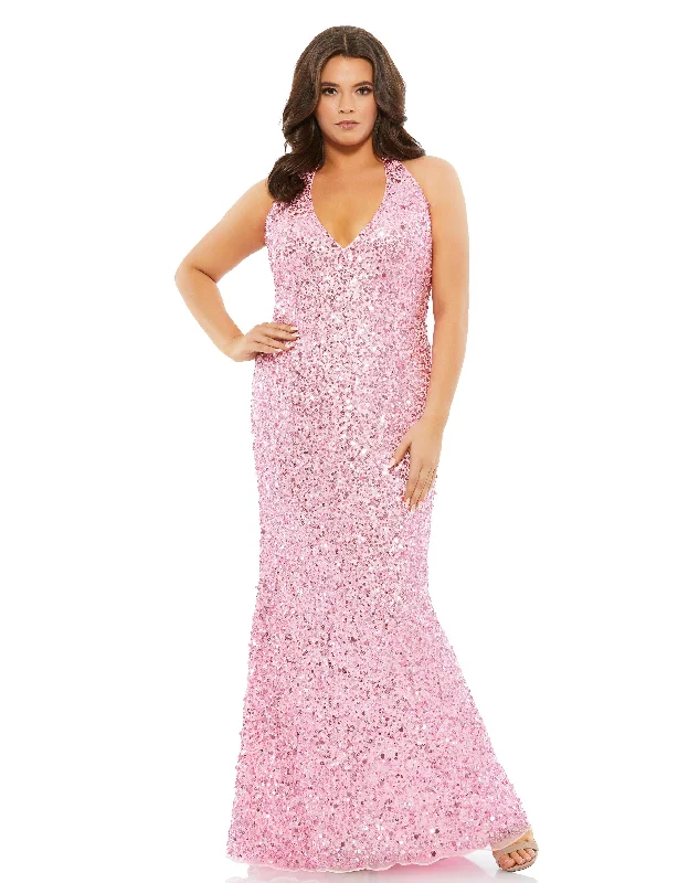 Mac Duggal 5314 Fabulouss Long Plus Size Halter Prom Dress