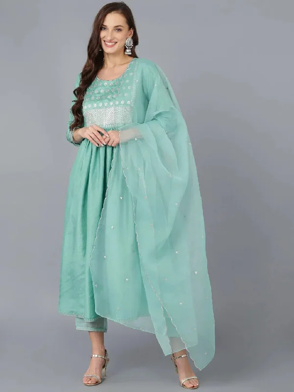 Ahika Women Silk Blend Embroidered Solid Kurta-PKSKD1729_XS