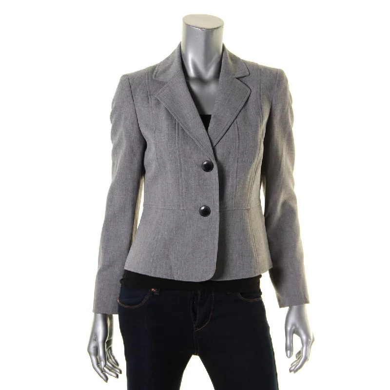 Petites Womens Pattern Notch Collar Two-Button Blazer