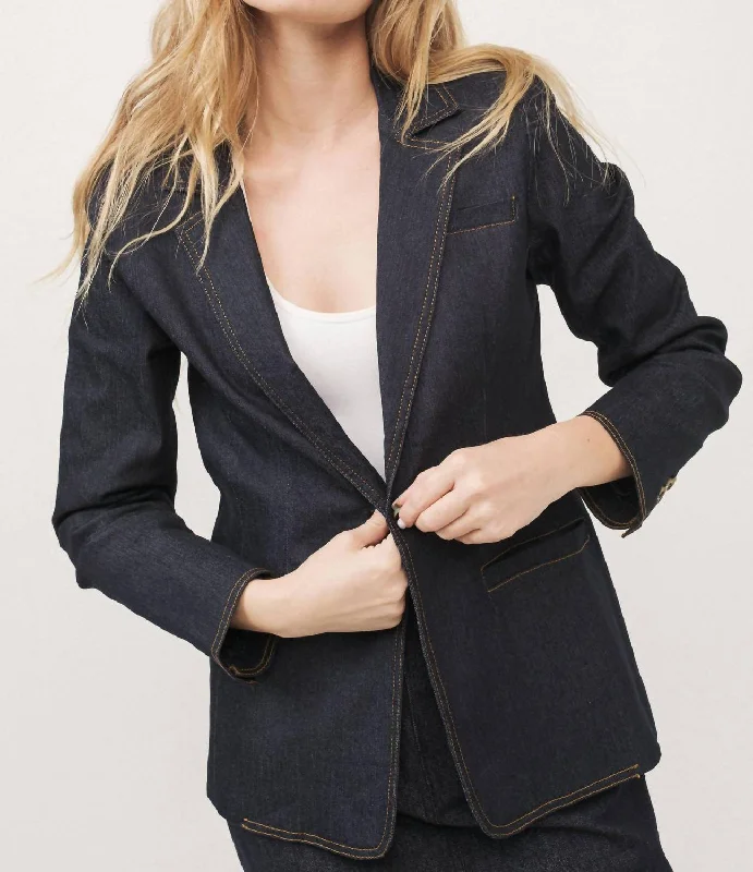 Dark Denim Blazer In Black