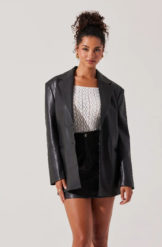 Ezra Faux Leather Oversized Blazer