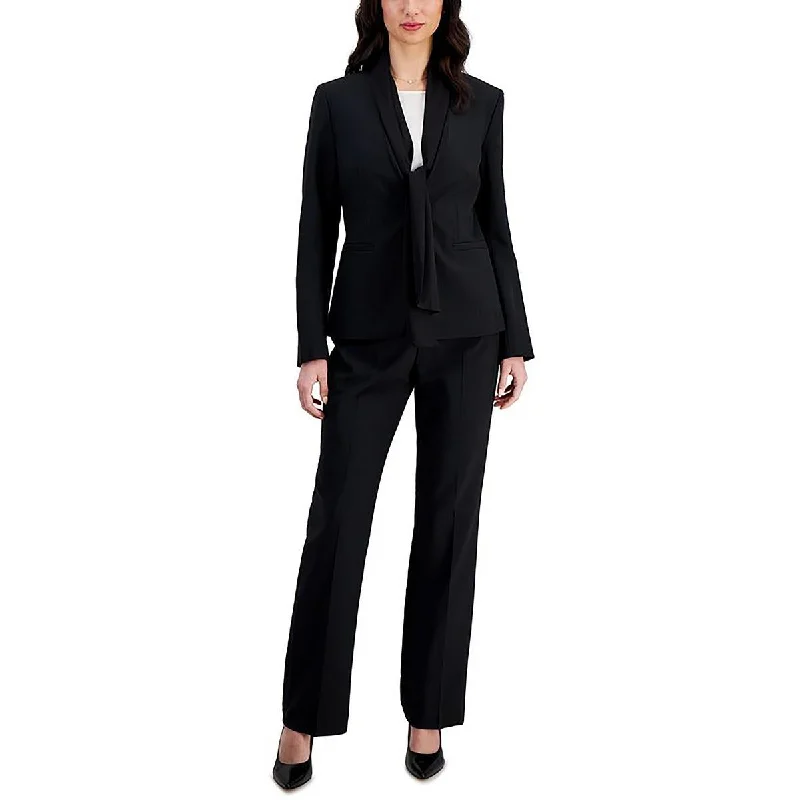 Womens Scarf-Collar Long Sleeve One-Button Suit