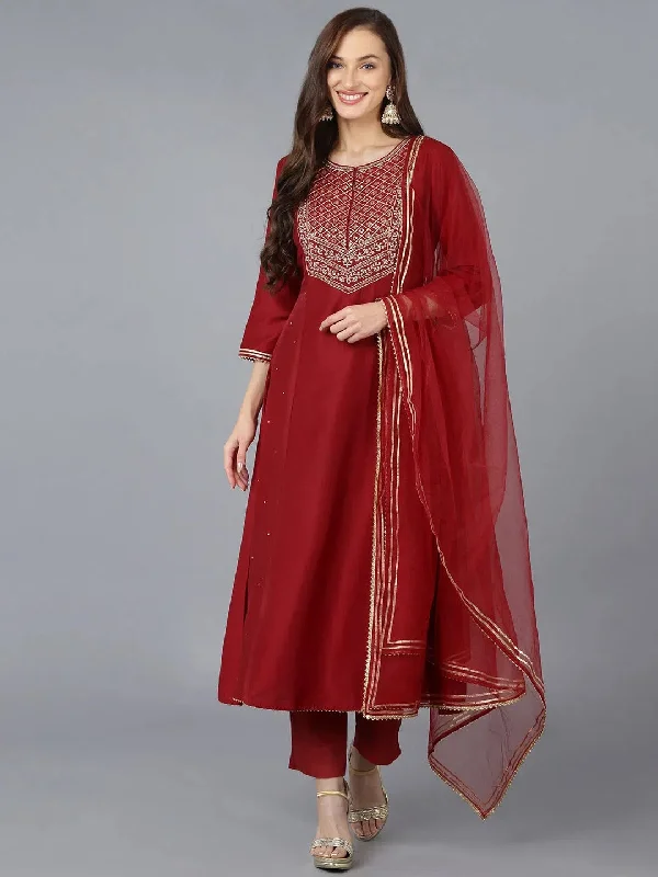 Ahika Women Silk Blend Yoke Design Kurta-PKSKD1718_XS