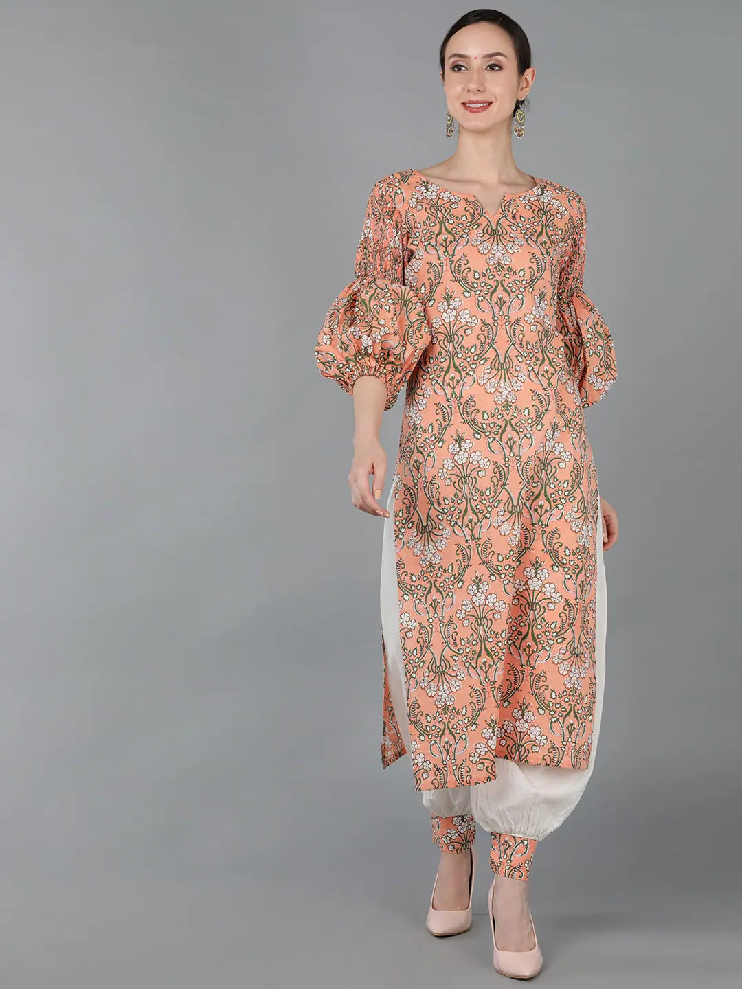 Ahika Women Silk Blend Floral Printed Kurta