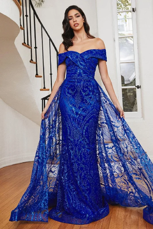 Cinderella Divine J836 Long Off Shoulder Evening Gown