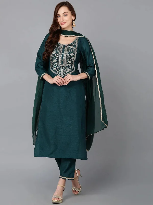 Ahika Women Silk Blend Yoke Design Kurta-PKSKD1842_XS