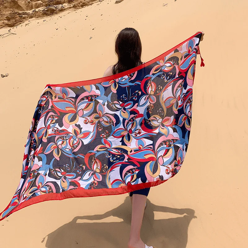 Women'S Thin Ethnic Style Scarf Oversized Sunscreen Shawl