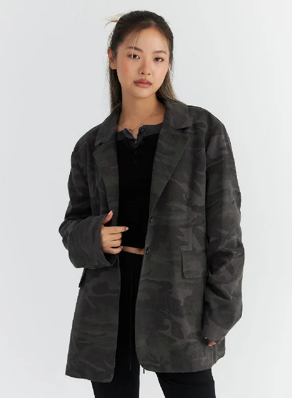 Oversized Camo Blazer Jacket CO313