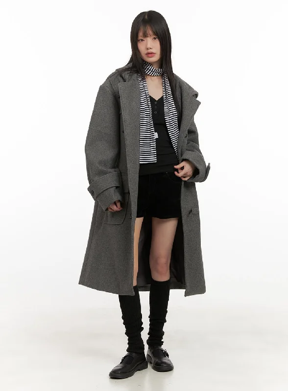 Oversized Wool-Blend Hooded Coat CD425