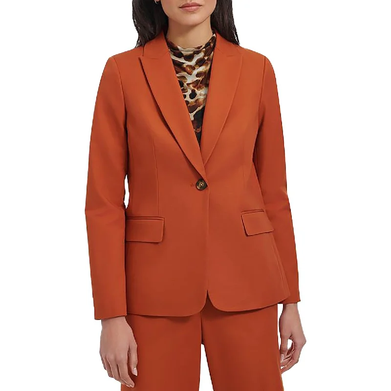 Womens Shoulder Pads Long Sleeve One-Button Blazer