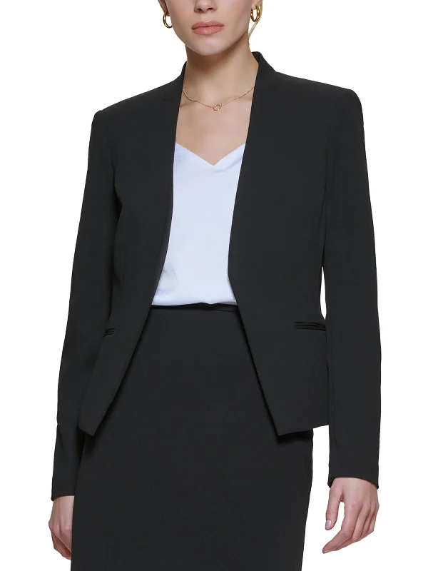 Womens Asymmetric Polyester Open-Front Blazer