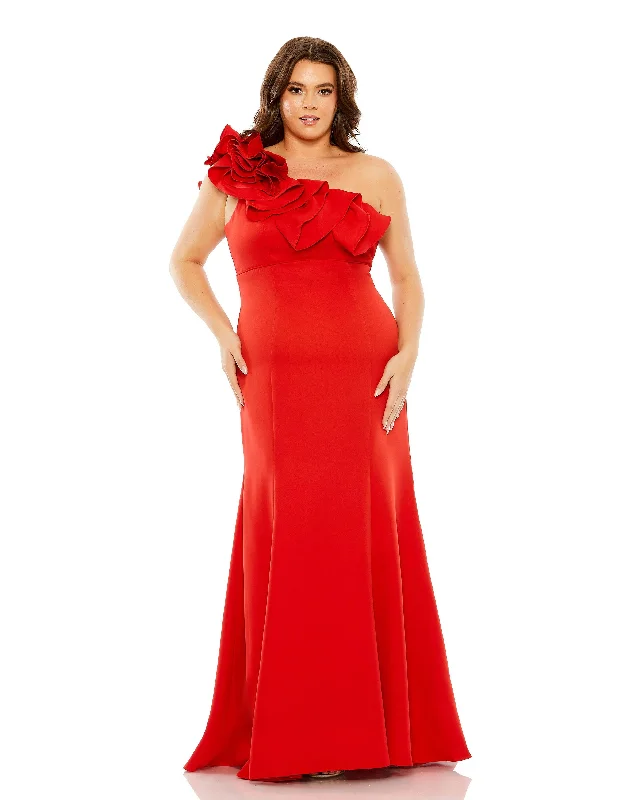 Mac Duggal 49707 Fabulouss Long One Shoulder Plus Size Dress