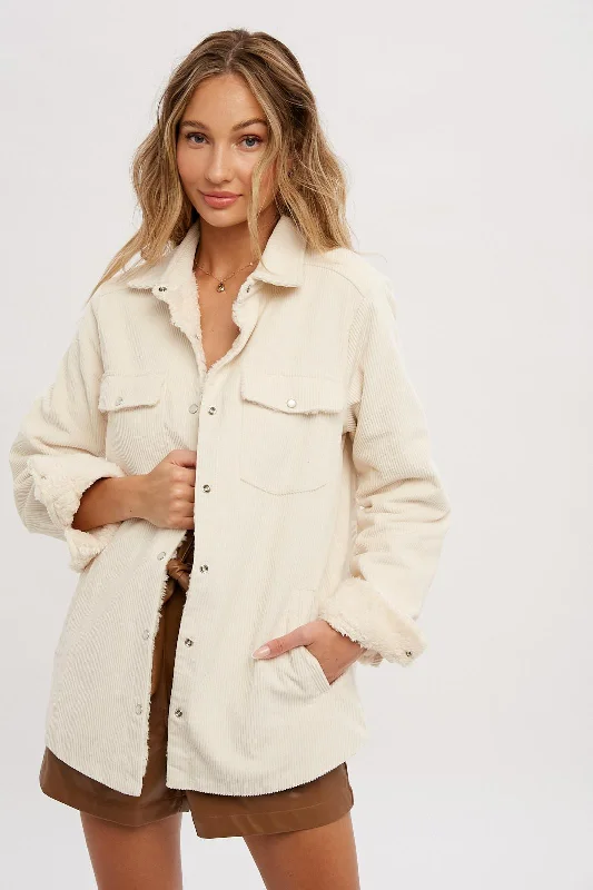 Corduroy Sherpa Jacket - Cream