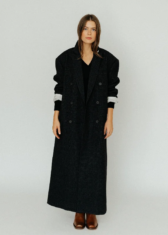 Tibi Kian Glenplaid Maxi Tux Coat