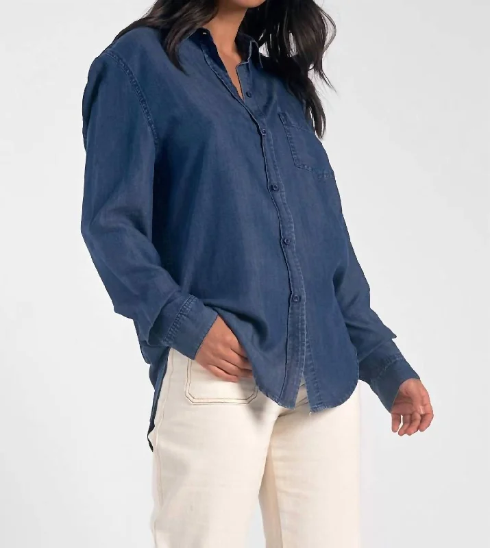 Classic Denim Button Down Shirt In Blue