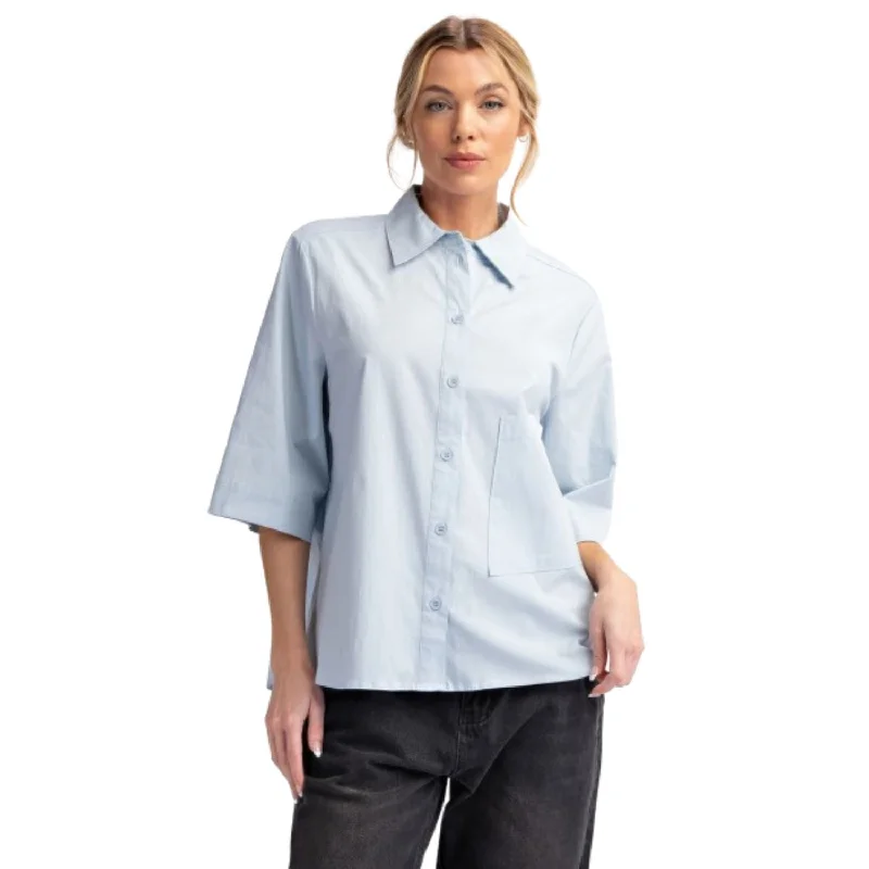 Half Slvs Stretch Poplin Button Down Shirt