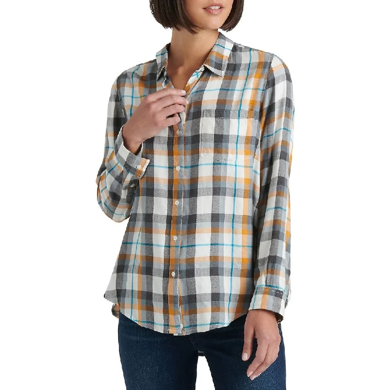 Lucky Brand Women's Classic One-Pocket Plaid Shirtcharcoal Multi Size Small