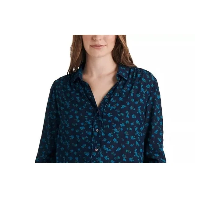 Lucky Brand Women's Harlowe Floral Button-Up Shirt Blue Size X-Small