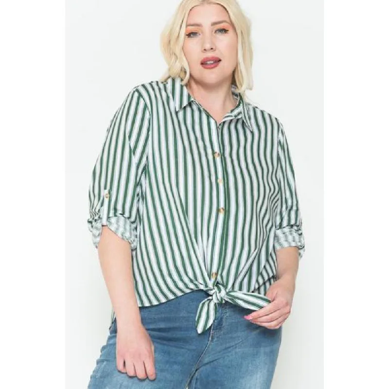 Multi Stripe Side Slit Cotton Shirt