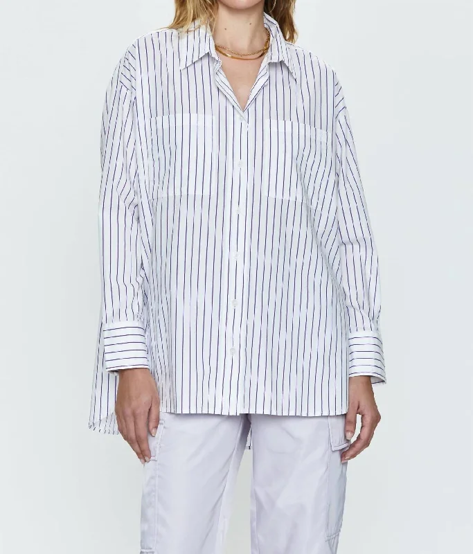 Rena Button Down Shirt In Violetta Stripe