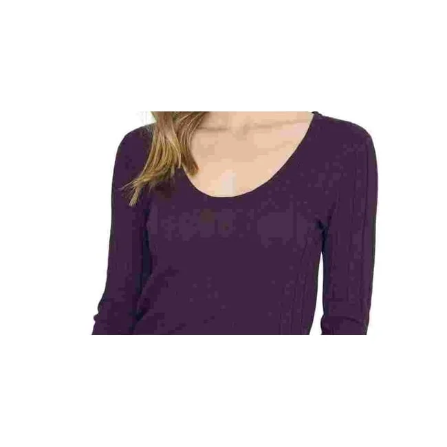 Sanctuary Women's Textured 3/4 Sleeve Scoop Neck T Shirt Top Purple Size Large