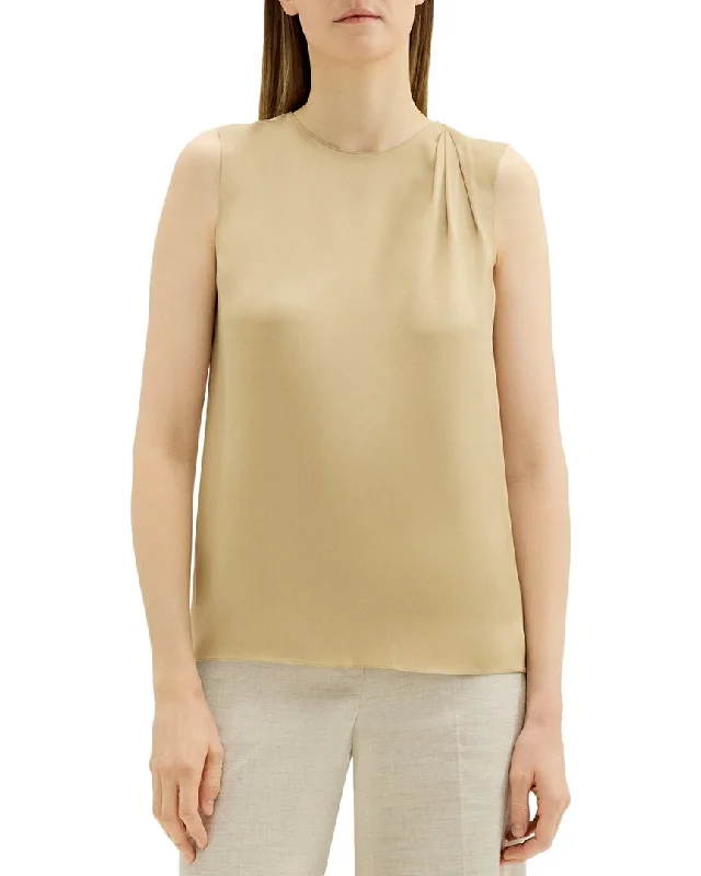 Theory Pleat Shell Silk Shirt