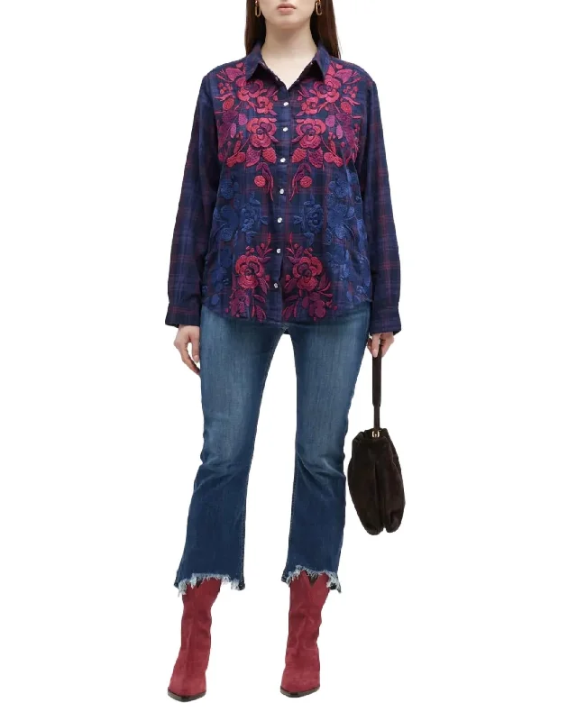 Tuscan Embroidered Plaid Shirt In Multi