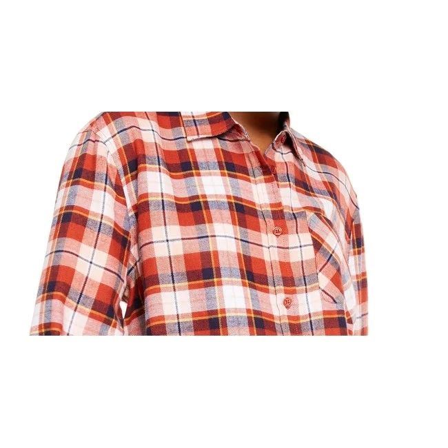 Ultra Flirt Juniors' Plaid Flannel Shirt Red Size Extra Small