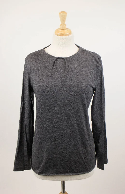 Woman's Gray Wool Blend Blouse Shirt Top