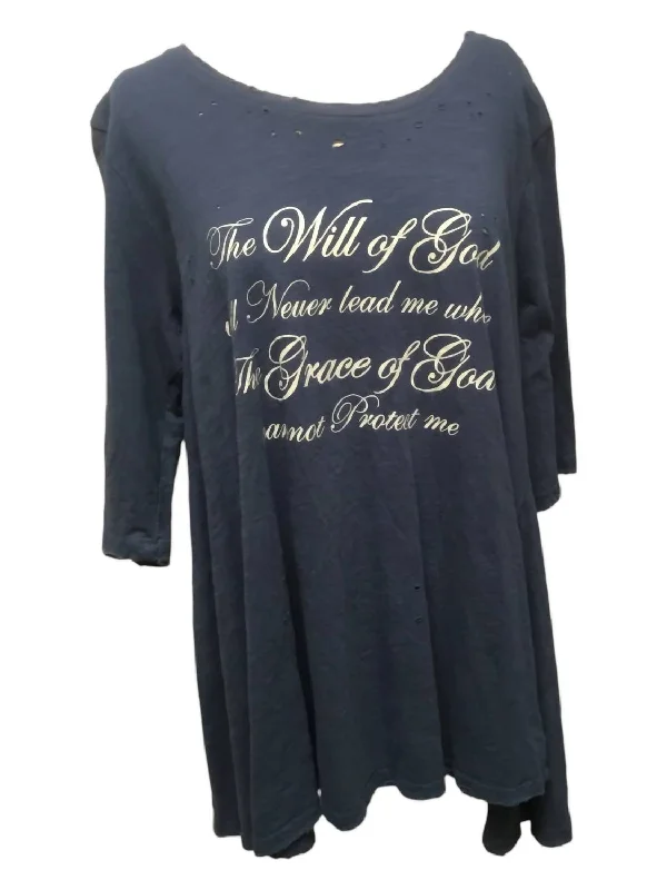 Women's We Are Made Tattered Shirt In Dark Blue