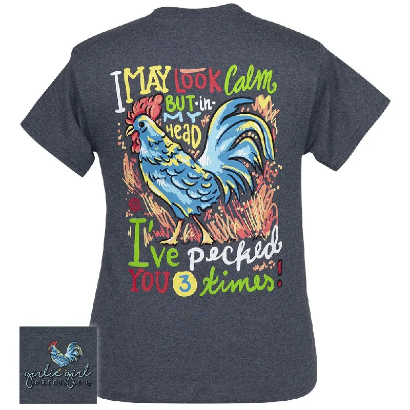 Chicken Pecked Heather Navy SS-2355