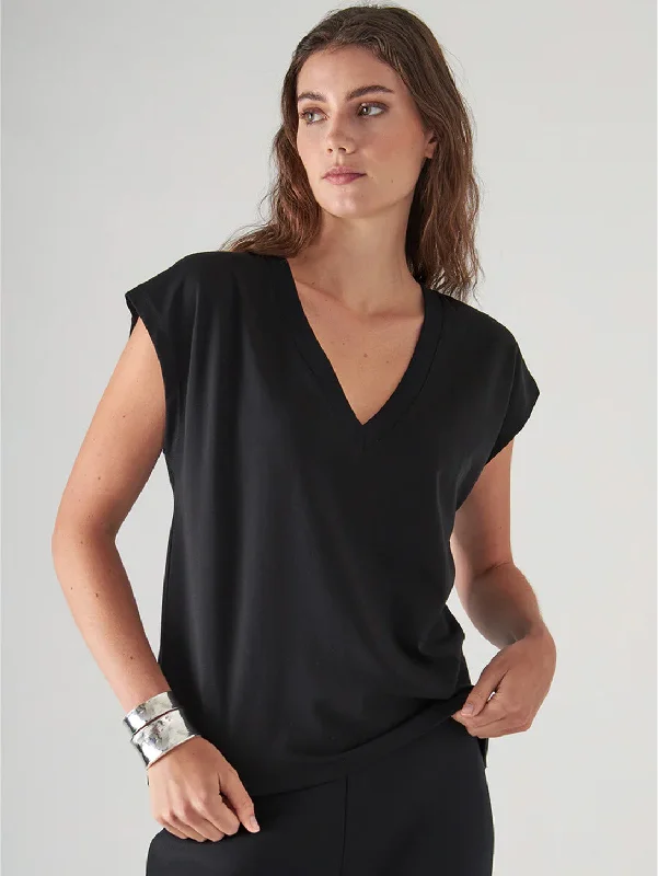 Dolman V-Neck Tee - Black