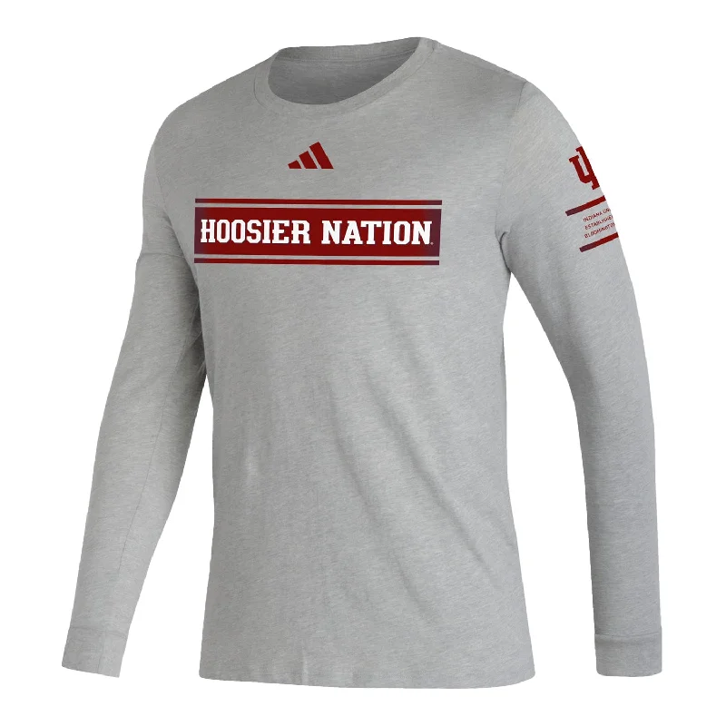 Indiana Hoosiers Adidas Pre-Game Hoosier Nation Long Sleeve Grey T-Shirt