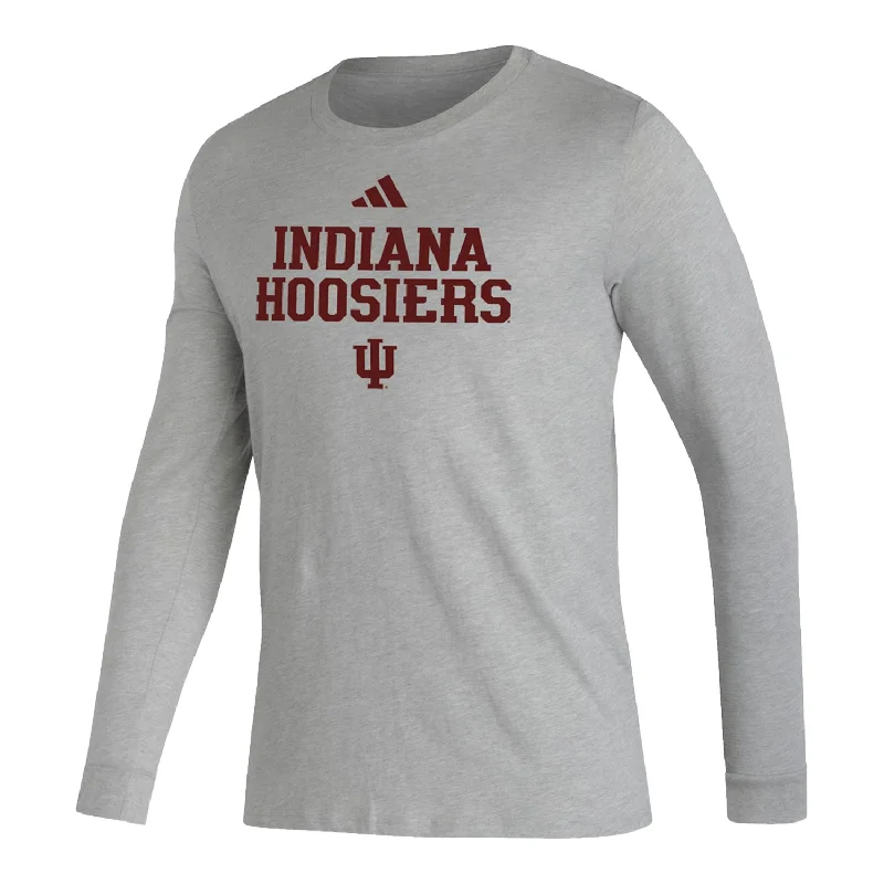 Indiana Hoosiers Adidas Pregame Long Sleeve Grey T-Shirt