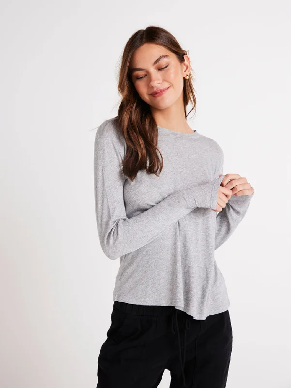 Long Sleeve Crew Neck Tee -   Heather Ash