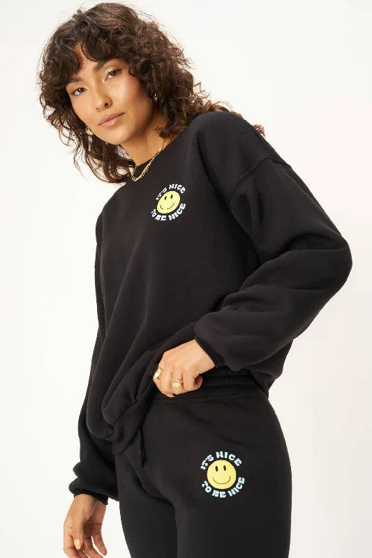 Be Nice Smiley Sweatshirt - Black