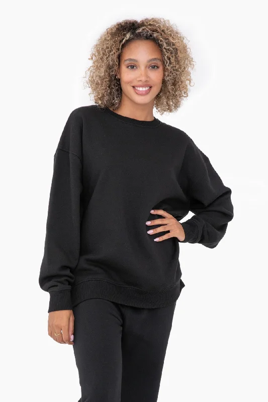 Black Soft Knit Fleece Lined Sweatshirt