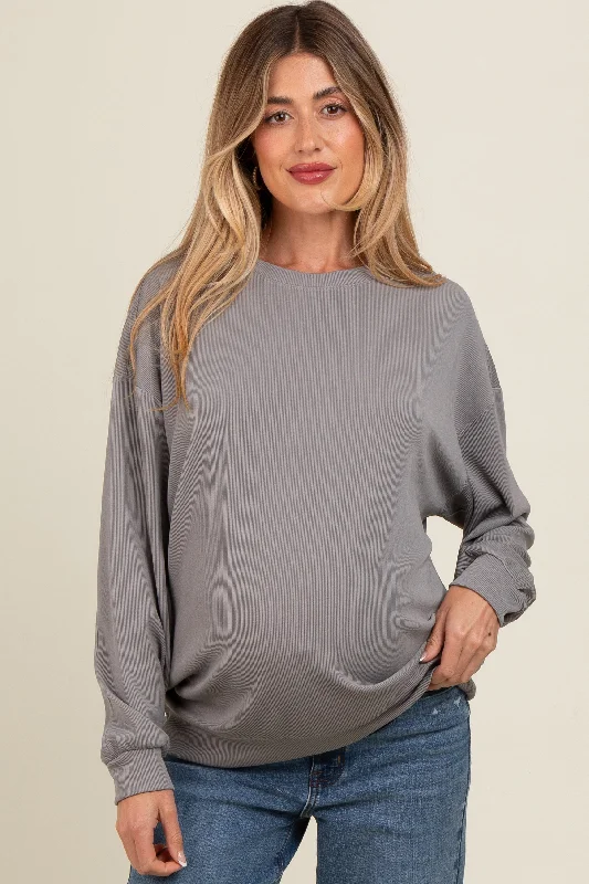 Grey Drop Shoulder Maternity Sweatshirt