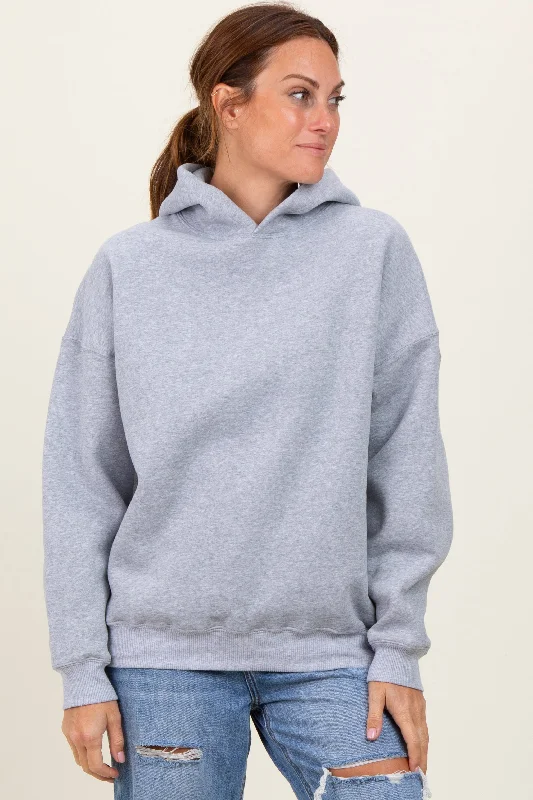 Heather Grey Fleece Oversized Pullover Hoodie