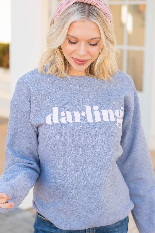 Hello Darling Graphite Gray Graphic Sweatshirt