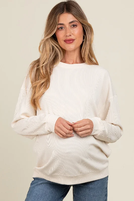 Ivory Drop Shoulder Maternity Sweatshirt