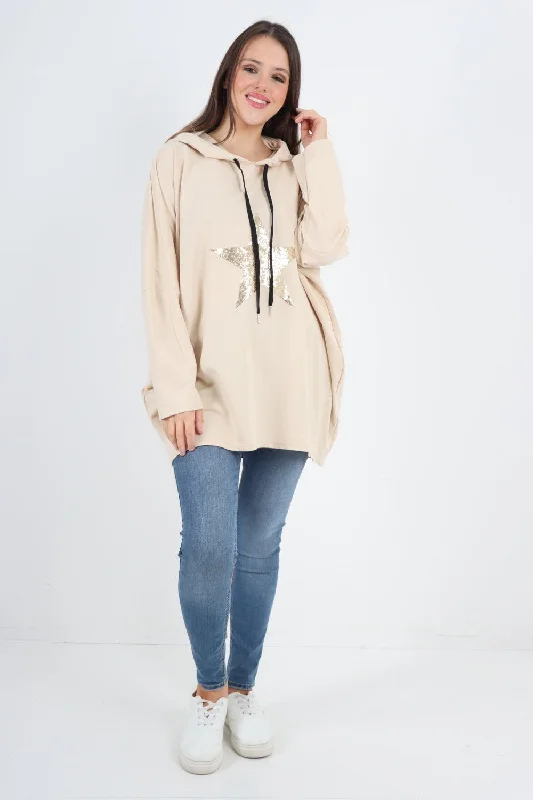 Oversized Sequence Star Hoodie Top