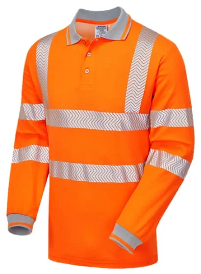 PULSAR LIFE Rail Spec Long Sleeve Orange Hi Viz Polo Shirt-LFE904