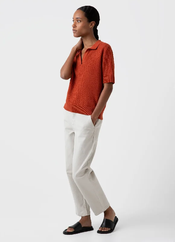 Women's Archive Knit Polo in Burnt Sienna