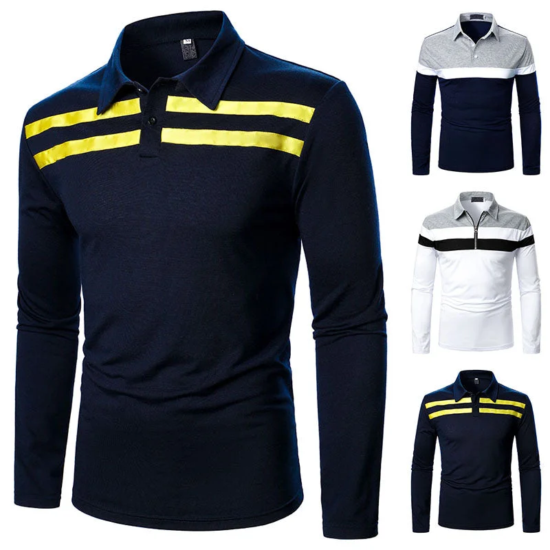 Mens Casual Long Sleeve Polo Shirt T-Shirt Tops Blouse Pullover Tunic Sweatshirt