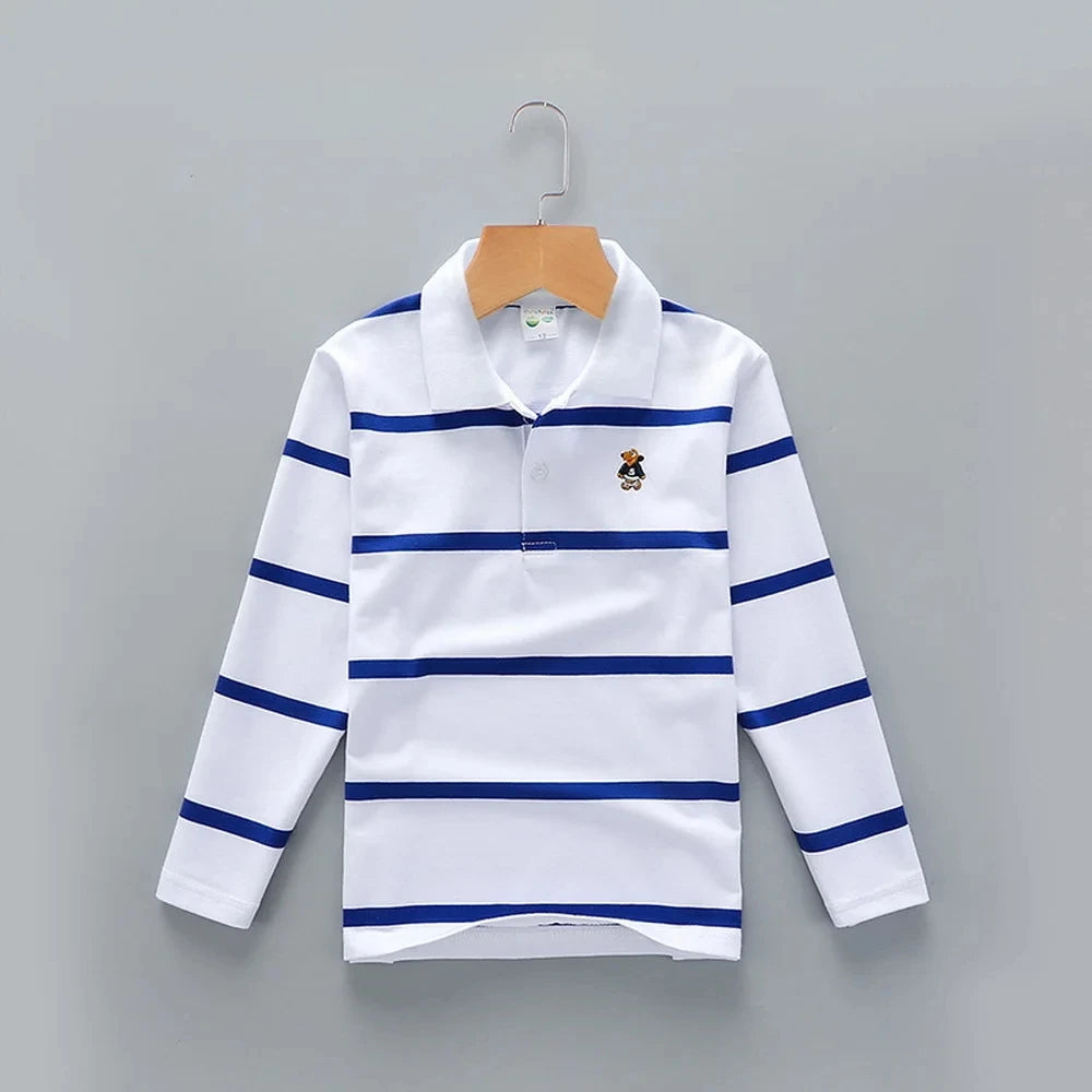 Striped Polyester Polo Shirt for Kids